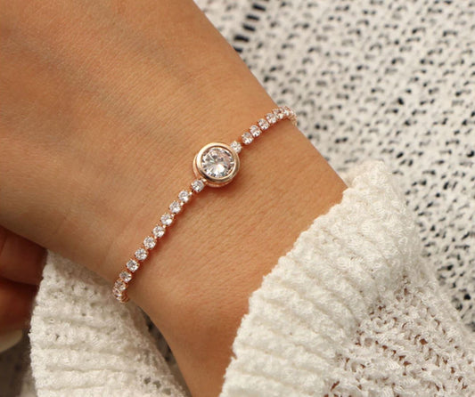 Crystal Tennis Bracelet (Rose Gold / Silver)